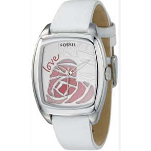 Uhrenarmband Fossil ES2306 Leder Weiss 18mm